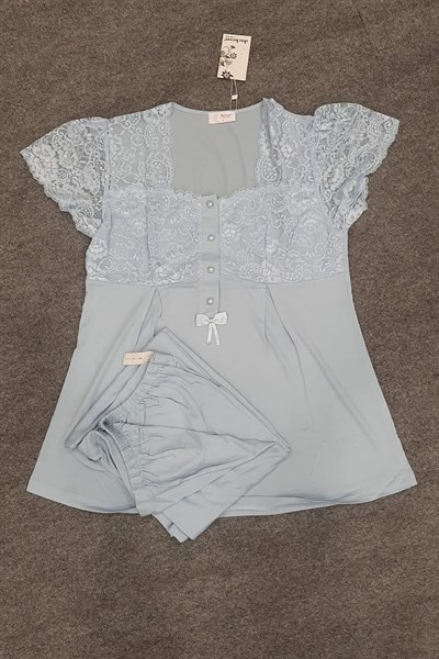Duchesse 3008 Hamile Lohusa Sabahlıklı Pijama Takım-Mavi