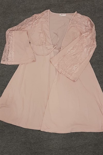 Duchesse 3008 Hamile Lohusa Sabahlıklı Pijama Takım-Pudra