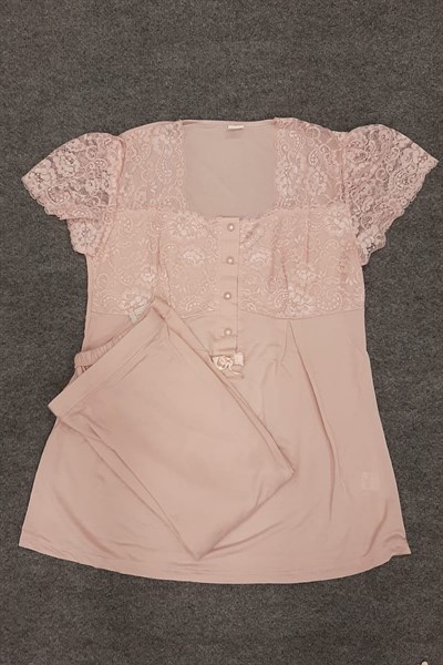 Duchesse 3008 Hamile Lohusa Sabahlıklı Pijama Takım-Pudra