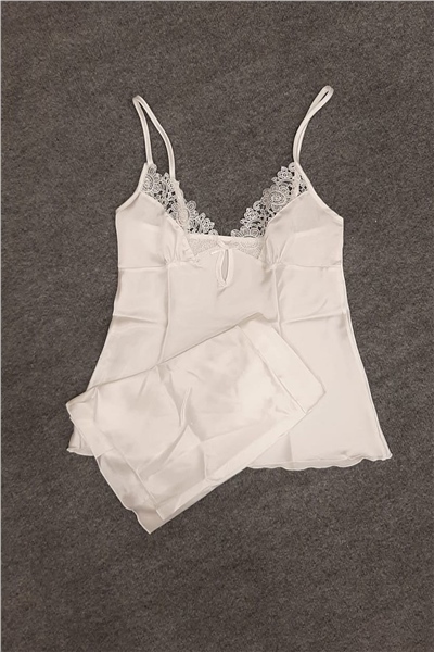 Duchesse 7625 Çeyizlik Dantelli Saten 6lı Set -Ekru