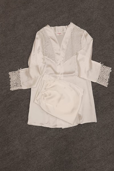 Duchesse 7625 Çeyizlik Dantelli Saten 6lı Set -Ekru