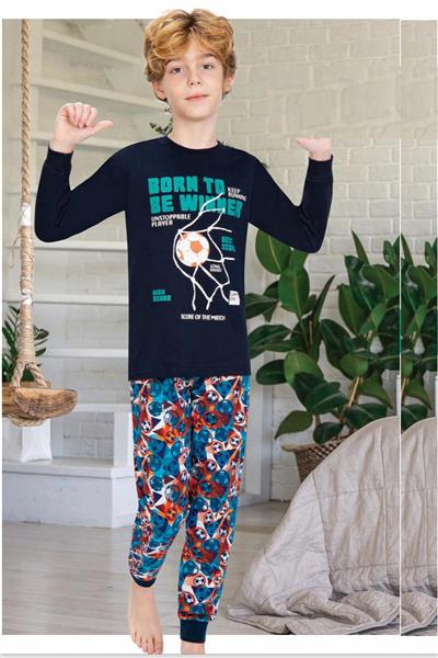 Ersoy 700G Erkek Çocuk Garson Boy Uzun Kollu Pijama Takımı-Lacivert