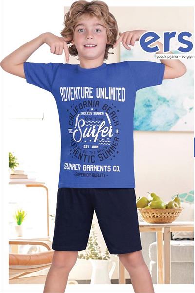 Ersoy 840G Erkek Çocuk Garson Boy Kısa Kollu Şortlu Pijama Takımı-Lacivert