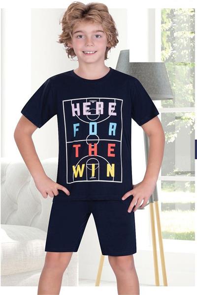 Ersoy 846G Erkek Çocuk Garson Boy Kısa Kollu Şortlu Pijama Takımı-Lacivert