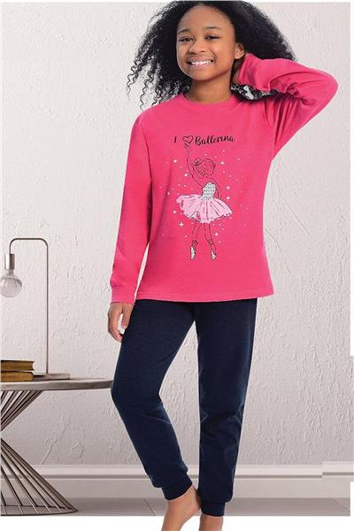 Ersoy 900 Kız Çocuk Uzun Kollu Pijama Takımı-Gülkurusu