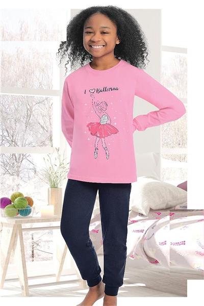 Ersoy 900G Garson Boy Kız Çocuk Uzun Kollu Çocuk Pijama Takımı-Pembe