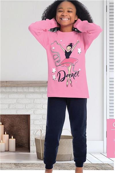 Ersoy 901G Garson Boy Kız Çocuk Uzun Kollu Çocuk Pijama Takımı-Pembe