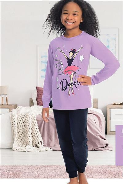 Ersoy 901G Garson Boy Kız Çocuk Uzun Kollu Çocuk Pijama Takımı-Lila