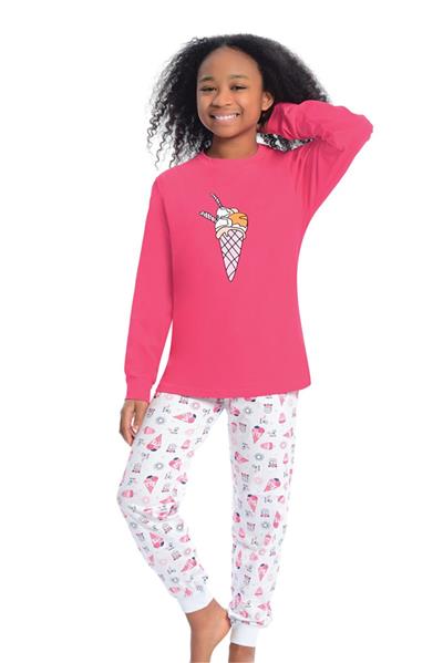 Ersoy 904 Kız Çocuk Uzun Kollu Pijama Takımı-Gülkurusu
