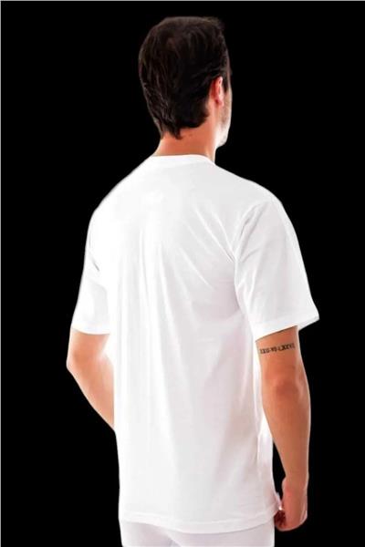 Faal 129x2 Erkek 2li Penye Süprem Yarım Kol Kapalı Yaka Fanila-Beyaz