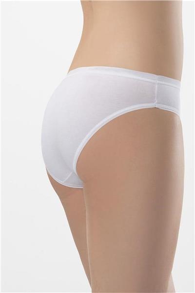 Faal 218x2 Kadın %100 Pamuk 2li Penye Ribana Bikini Külot-Beyaz