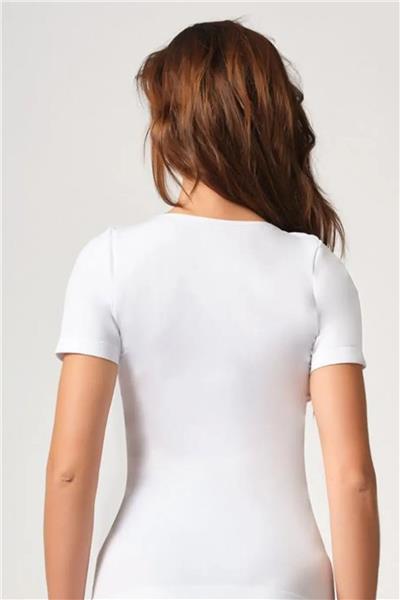Faal 228 Kadın Penye Ribana Biyeli Yarım Kol Bisiklet Yaka Atlet Fanila-Beyaz