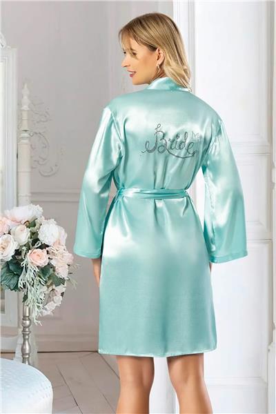 Faal 5908 Kadın Saten Bride Sabahlık-Mint
