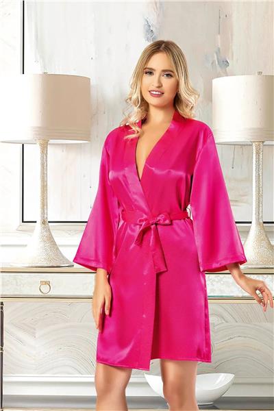 Faal 5910 Kadın Saten Bride Sabahlık-Fuşya