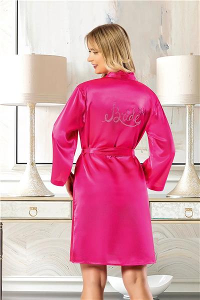 Faal 5910 Kadın Saten Bride Sabahlık-Fuşya