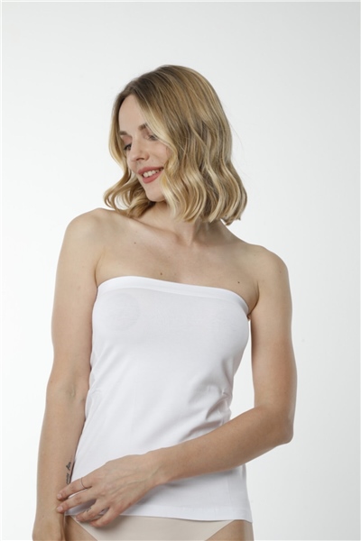 HMD 2402 Pamuklu Straplez Kadın Atlet - Beyaz