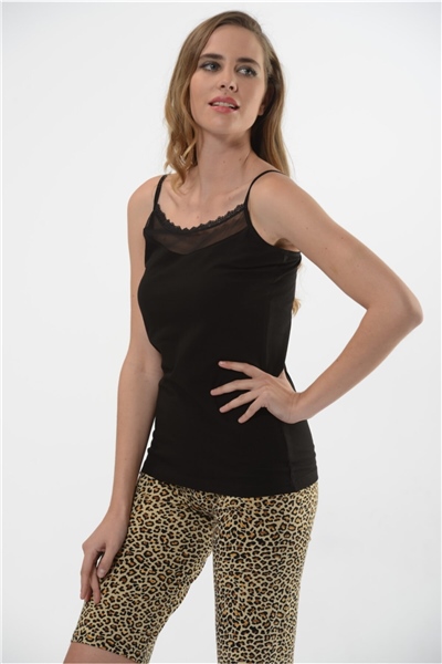 HMD 2439 3lü Pamuklu Askılı Kadın Atlet - Siyah