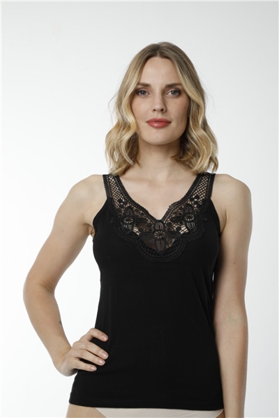 HMD 2477 3lü Kalın Askılı Pamuk Kadın Atlet - Siyah