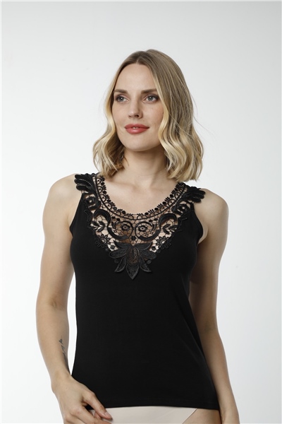 HMD 2479 Askılı Pamuk Kadın Atlet - Siyah