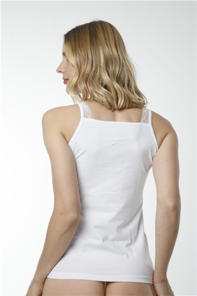 HMD 2490 3lü Kalın Güpür Askılı Pamuk Kadın Atlet - Beyaz