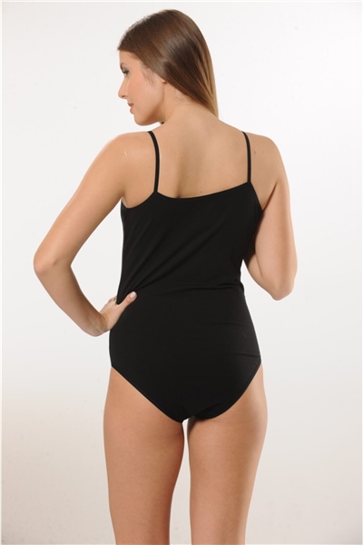 HMD 3001 3lü Pamuk İnce Askılı Çıtçıtlı Body - Siyah