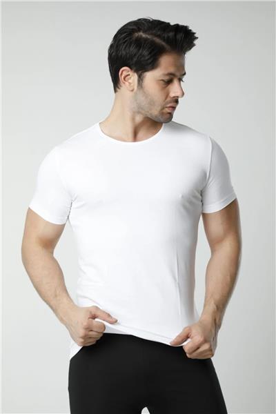 HMD 450 Erkek Bisiklet Yaka Kısa Kollu Modal Atlet-Beyaz