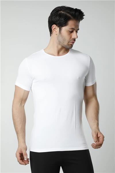 HMD 507 Erkek Ribana Bisiklet yaka Kısa Kollu Atlet-Beyaz