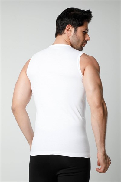 HMD 511 3lü Ribana  Bisiklet Yaka Sıfır Kol Erkek Atlet - Beyaz