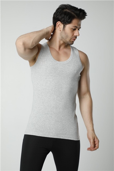 HMD 600 %100 Pamuklu Suprem Askılı Erkek Atlet - Gri