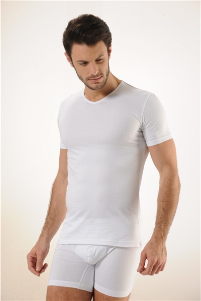 HMD 702 Pamuklu V Yaka Erkek Atlet - Beyaz