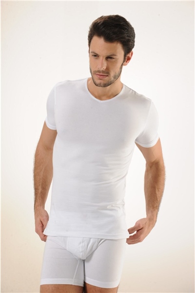 HMD 702 Pamuklu V Yaka Erkek Atlet - Beyaz