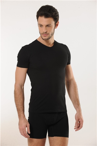 HMD 702 Pamuklu V Yaka Erkek Atlet - Sıyah