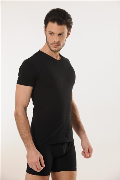 HMD 702 Pamuklu V Yaka Erkek Atlet - Sıyah