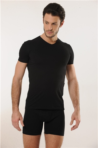 HMD 702 Pamuklu V Yaka Erkek Atlet - Sıyah