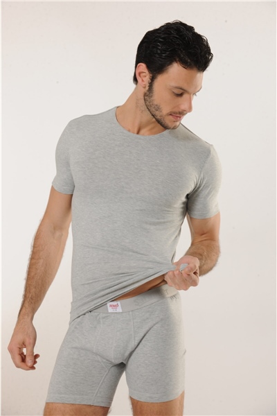 HMD 704 3lü Pamuklu Bisiklet Yaka Erkek Atlet - Gri