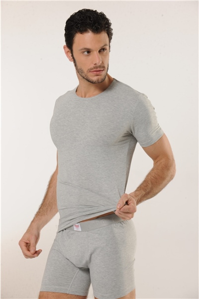 HMD 704 3lü Pamuklu Bisiklet Yaka Erkek Atlet - Gri