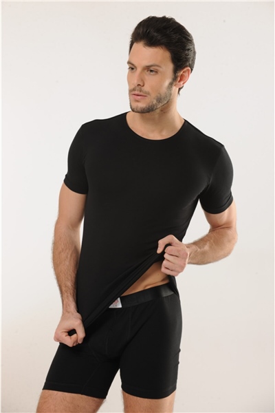 HMD 704 3lü Pamuklu Bisiklet Yaka Erkek Atlet - Sıyah