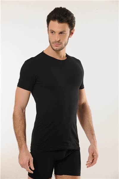 HMD 704 3lü Pamuklu Bisiklet Yaka Erkek Atlet - Sıyah