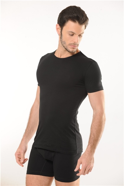 HMD 704 3lü Pamuklu Bisiklet Yaka Erkek Atlet - Sıyah