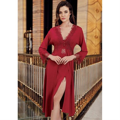 İmaj 8145 Çeyizlik Penye Dantelli Uzun Altılı Set Takım - Bordo