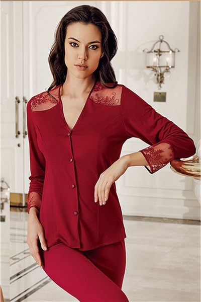 İmaj 9150 Çeyizlik Dantelli Penye 6lı Set -Bordo