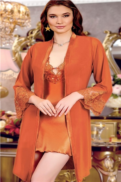Jeremi 215 Çeyizlik Saten 6lı Set-Oranj
