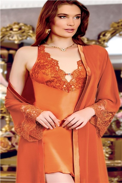 Jeremi 215 Çeyizlik Saten 6lı Set-Oranj