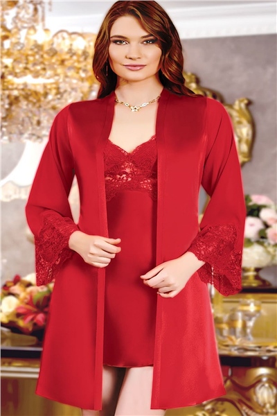 Jeremi 220 Çeyizlik Saten 6lı Set-Kırmızı