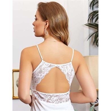 Jeremi 875 Çeyizlik Penye Dantelli Kısa Altılı Gecelik Sabahlık Takım - Ekru