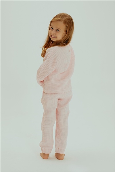 Kız Çocuk Organik Pamuk Müslin Pijama Takımı