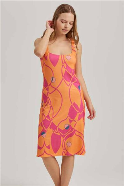 Loomerie 23531 Kadın Sıfır Kol Gecelik-Turuncu