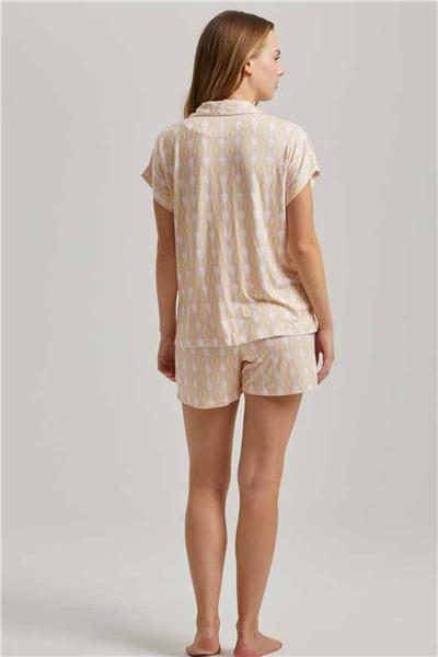 Loomerie 23547 Kadın Kısa Kollu Şortlu Pijama Takım-Pudra