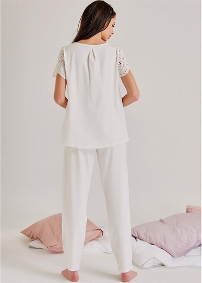 Magic Form 17108 Brodeli Uzun Kollu Pijama Takımı