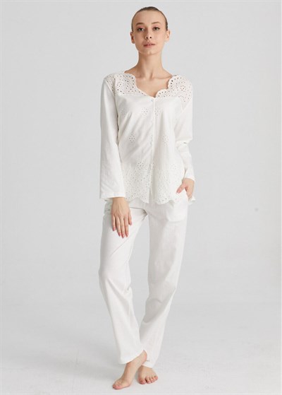 Magic Form 17108 Brodeli Uzun Kollu Pijama Takımı